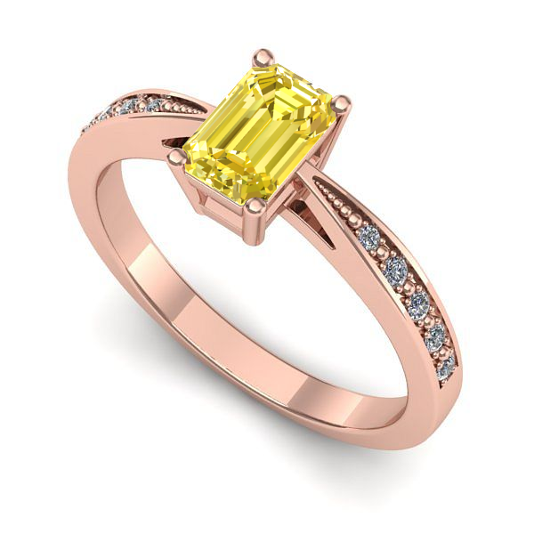 Inel logodna din aur roz cu safir galben