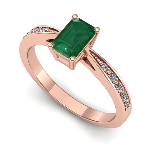 Inel din aur roz cu smarald