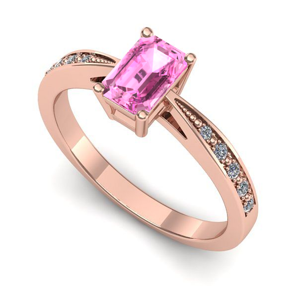 Inel de logodna din aur roz cu safir roz