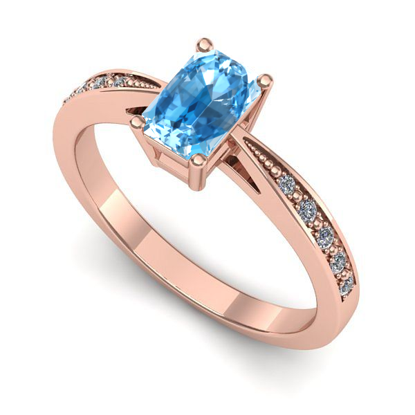 Inel logodna din aur roz cu topaz blue
