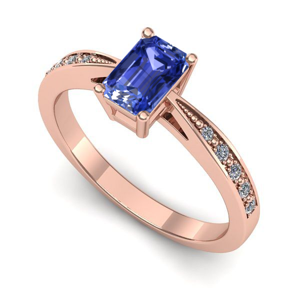 Inel logodna din aur roz cu tanzanit