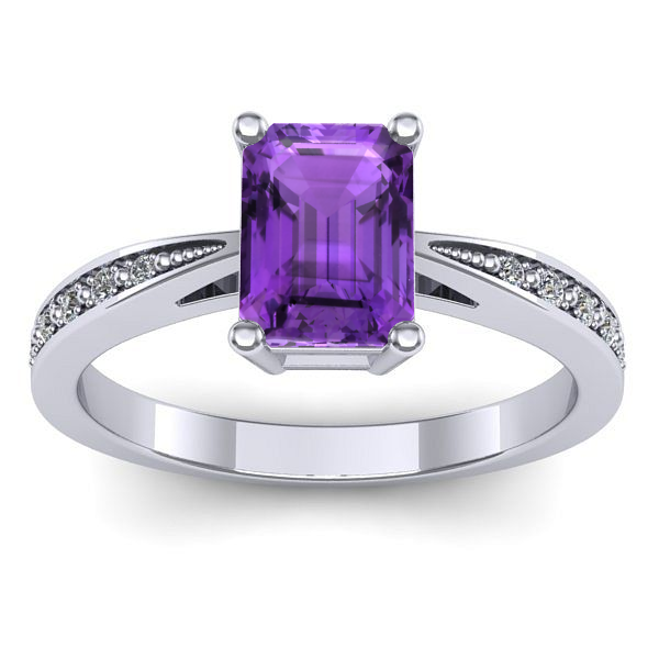 Inel logodna cu ametist dreptunghiular