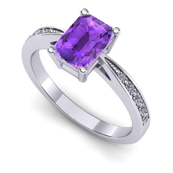 Inel din aur alb cu ametist