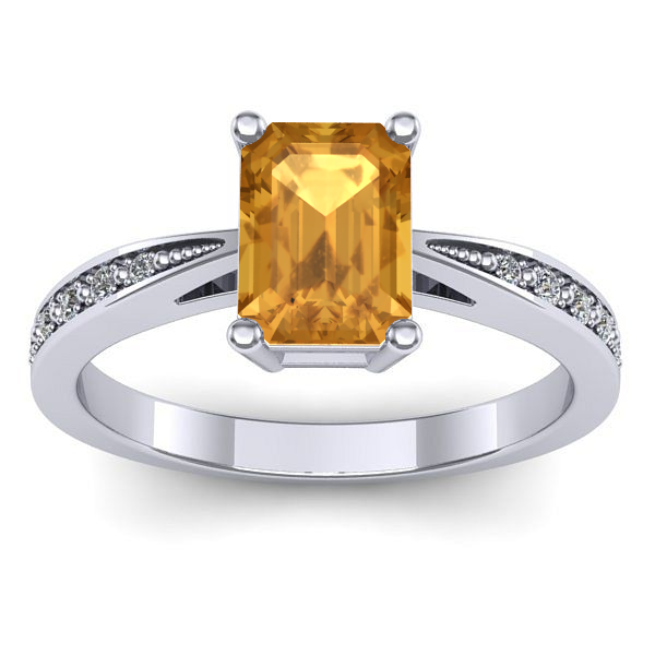 Inel cu citrin dreptunghiular