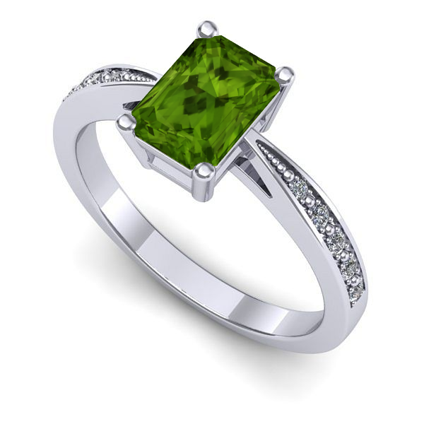 Inel de logodna din aur alb cu peridot