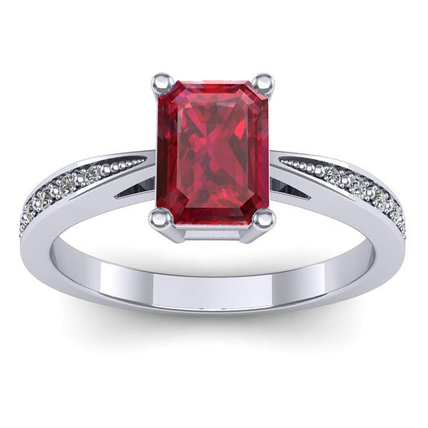 Inel logodna cu rubin dreptunghiular
