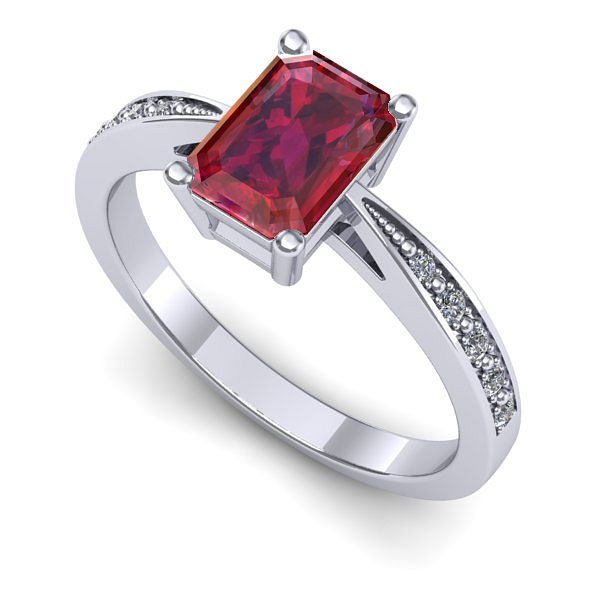 Inel de logodna din aur alb cu rubin