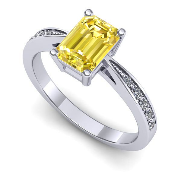 Inel din aur alb cu safir galben