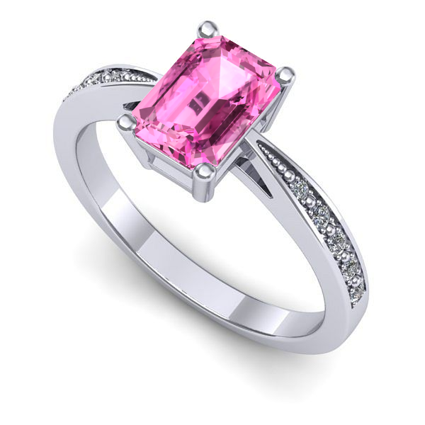 Inel din aur alb cu safir roz