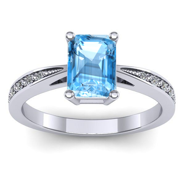 Inel logodna cu topaz blue dreptunghiular