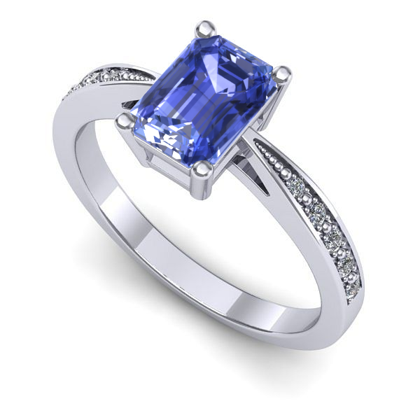 Inel logodna din aur alb cu tanzanit