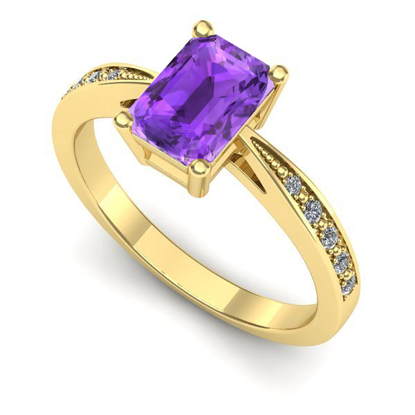 Inel de logodna din aur galben cu ametist