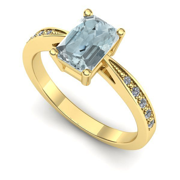 Inel de logodna din aur galben cu aquamarin