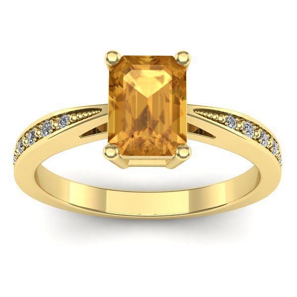 Inel logodna cu citrin dreptunghiular