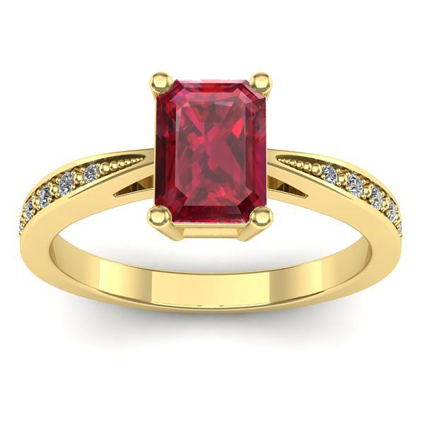 Inel logodna cu rubin dreptunghiular