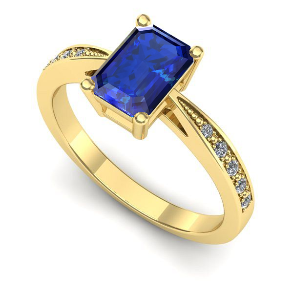 Inel logodna din aur galben cu safir