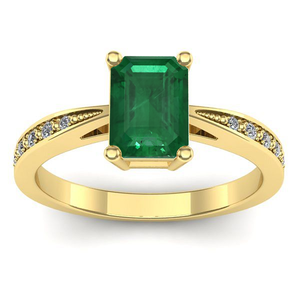 Inel cu smarald dreptunghiular