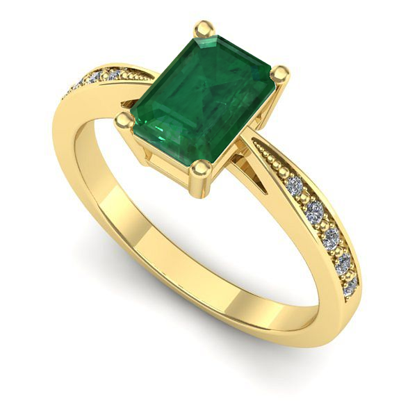 Inel logodna din aur galben cu smarald