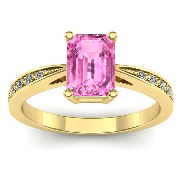 Inel cu safir roz dreptunghiular