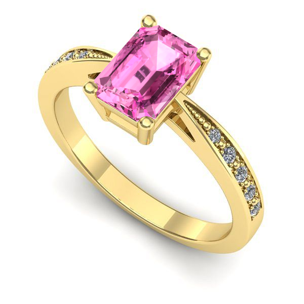 Inel logodna din aur galben cu safir roz