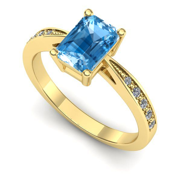 Inel din aur galben cu topaz blue