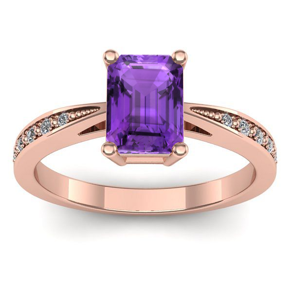 Inel de logodna cu ametist dreptunghiular