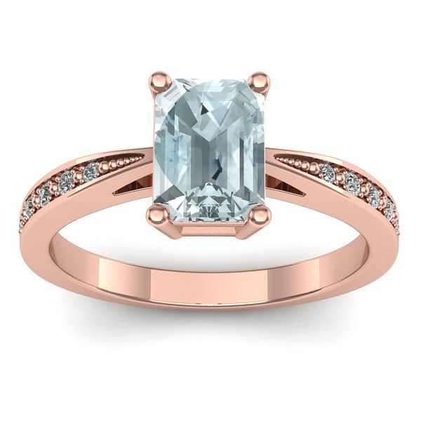 Inel cu aquamarin dreptunghiular