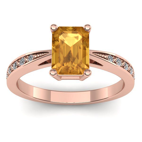 Inel logodna cu citrin dreptunghiular