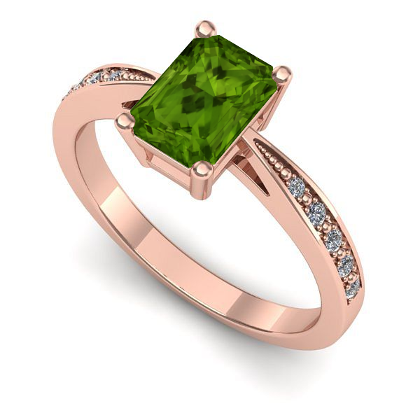 Inel logodna din aur roz cu peridot