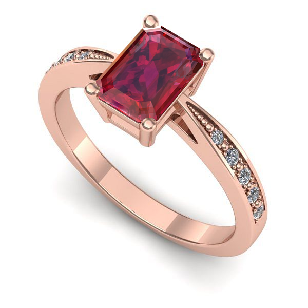 Inel de logodna din aur roz cu rubin