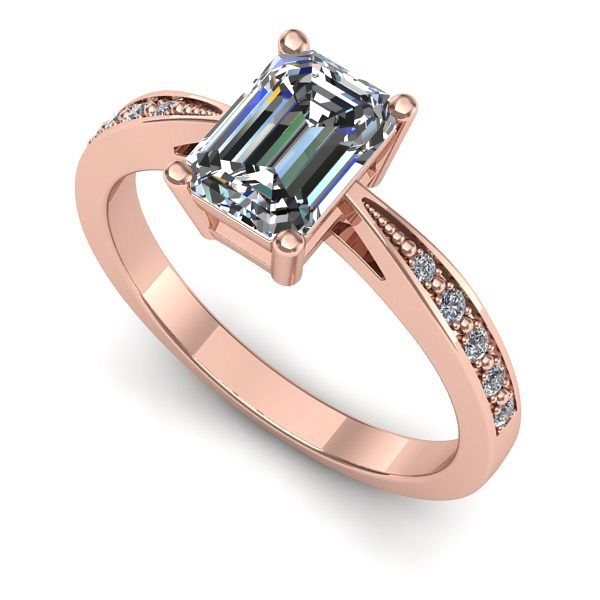 Inel logodna din aur roz cu diamant de laborator