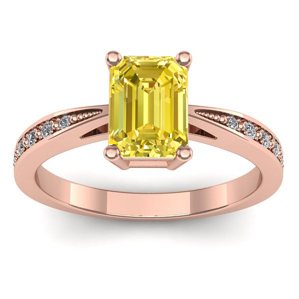 Inel logodna cu safir galben dreptunghiular