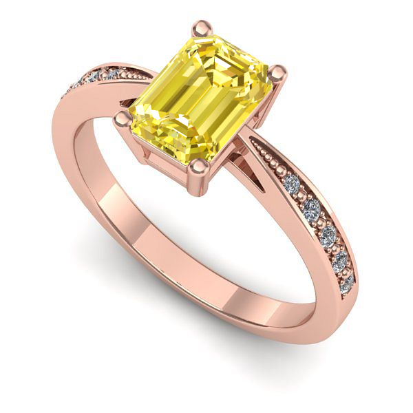 Inel din aur roz cu safir galben