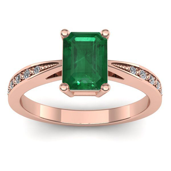 Inel logodna cu smarald dreptunghiular