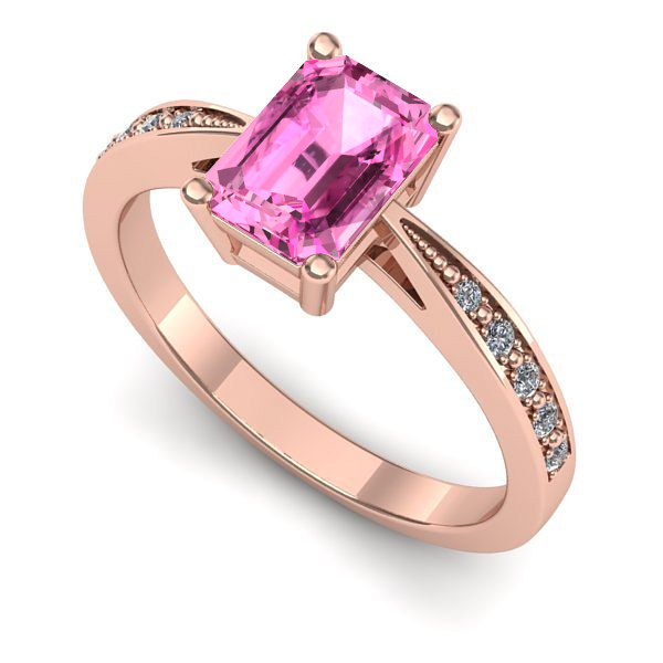 Inel de logodna din aur roz cu safir roz