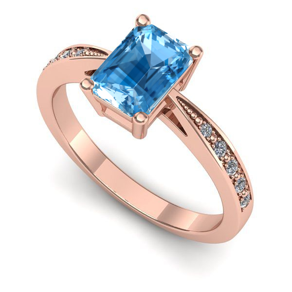 Inel de logodna din aur roz cu topaz blue
