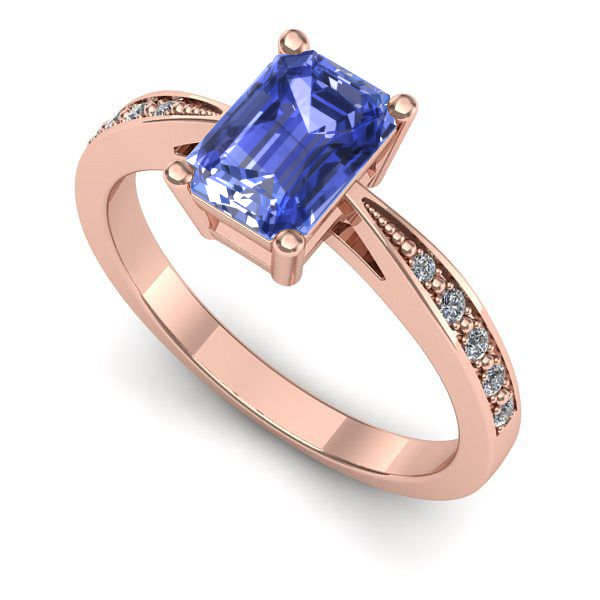 Inel logodna din aur roz cu tanzanit