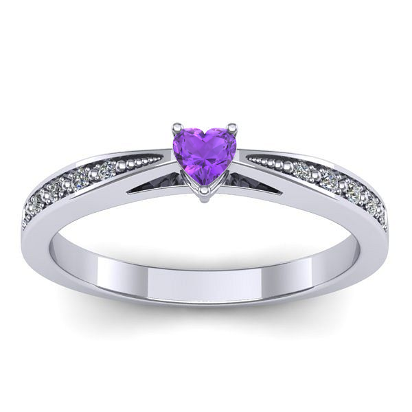 Inel cu ametist inima