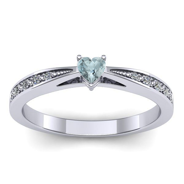 Inel logodna cu aquamarin inima