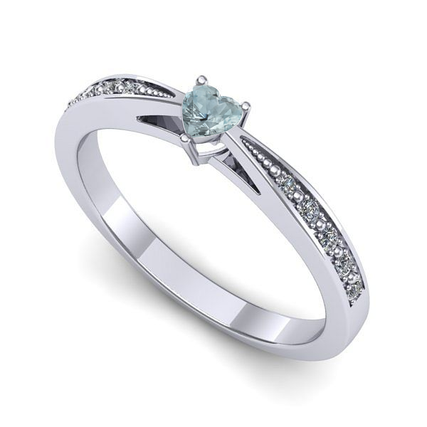 Inel de logodna din aur alb cu aquamarin