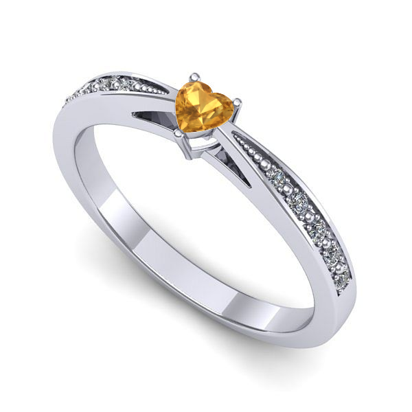 Inel din aur alb cu citrin