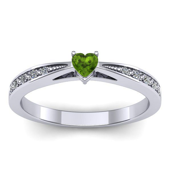 Inel logodna cu peridot inima