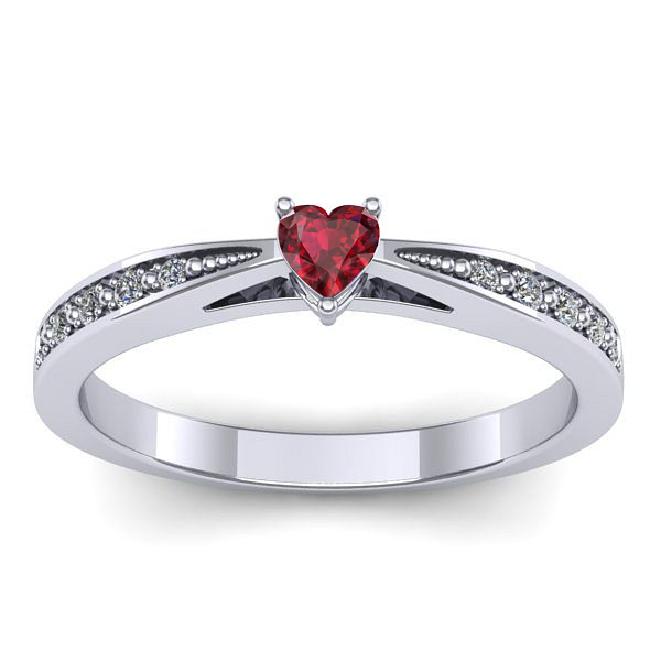 Inel logodna cu rubin inima