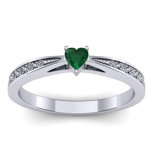 Inel de logodna cu smarald inima