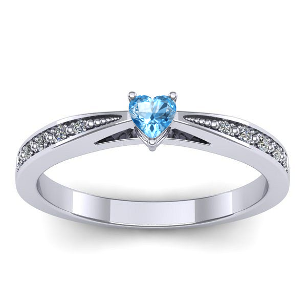 Inel logodna cu topaz blue inima