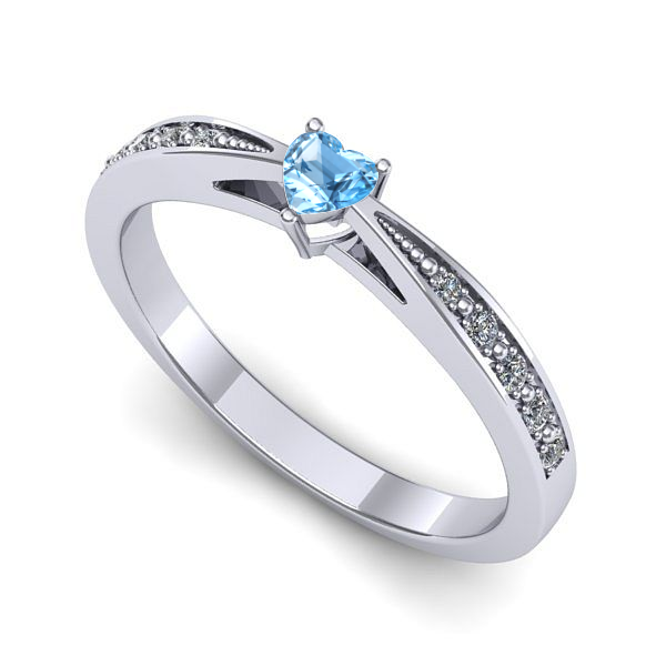 Inel logodna din aur alb cu topaz blue