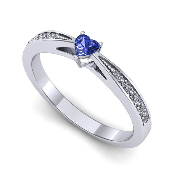 Inel logodna din aur alb cu tanzanit