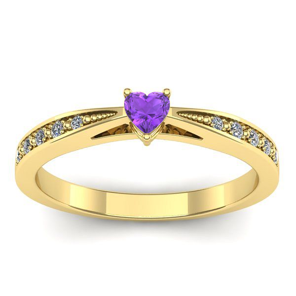 Inel logodna cu ametist inima
