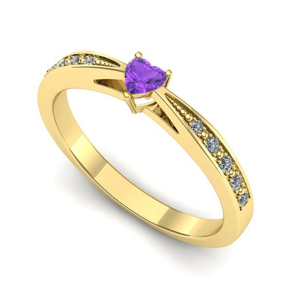 Inel de logodna din aur galben cu ametist