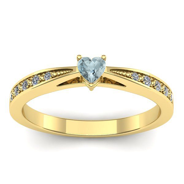 Inel cu aquamarin inima